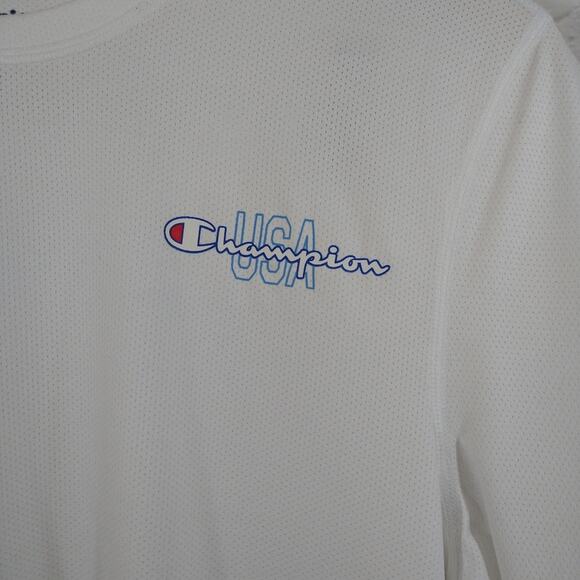 O Champion Men's White USA Mesh Double Dry Workout Performance Tee Shirt NWT S - Picture 3 of 8